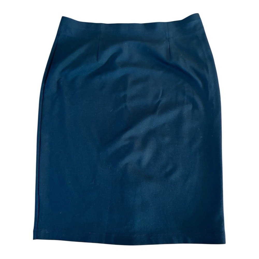 Eileen Fisher Black Skirt Size Petite Medium PM Stretch Pull-on Midi Pencil